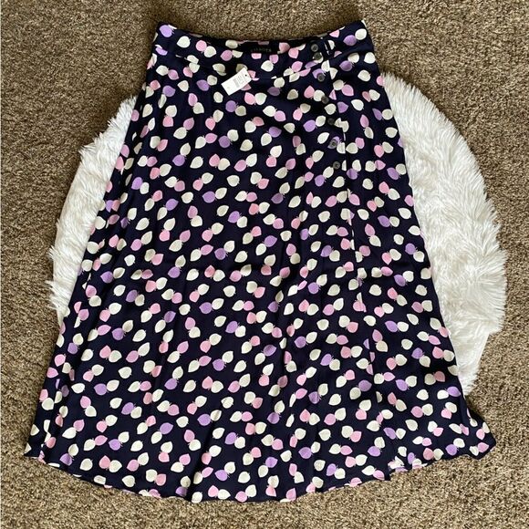 Talbots Wrap Around Side Button Midi Skirt New Leaf Print Lined Womens Size 8 - Picture 1 of 11